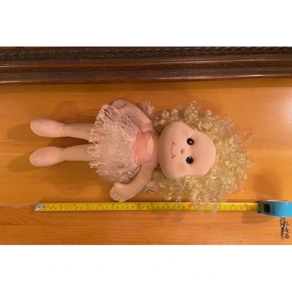Vintage 1989 Commonwealth Ballerina Plush Doll Blonde Curly Hair Pink Tutu 15